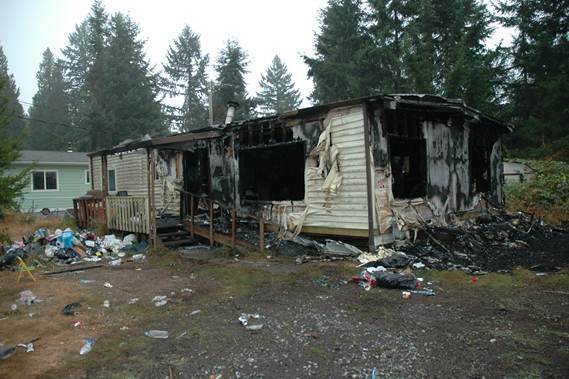 A vacant mobile home destroyed by a fire  on Sept. 18. The cause of the fire is under investigation.