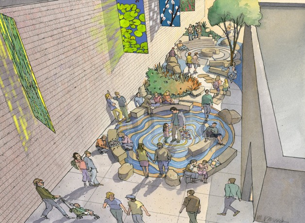 A digital rendering of the planned pocket park. The Creative Arts Council hopes to construct the park in 2015