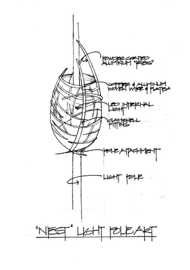 Lydia Aldredge's sketch of the nest.