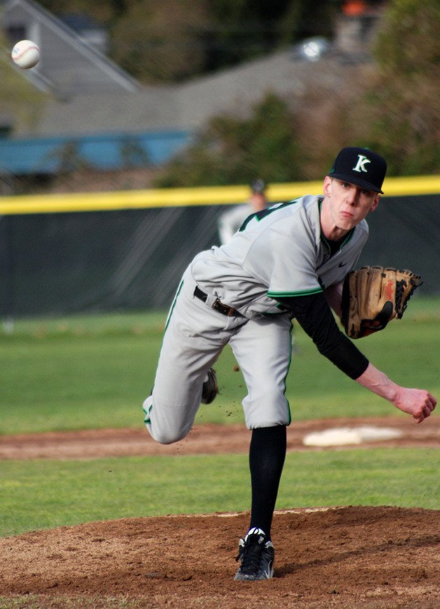 Tanner Wessling pitched three innings of middle relief for Kentwood in a 13-5 victory over Auburn on March 30.