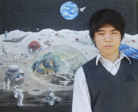 Josh Kim of Covington with his first place winning art. Kim won the two dimension category in the Lunar Art contest sponsored by NASA.