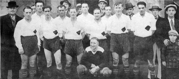 The Black Diamond 1926 soccer team with Charles “Chick” Thompson to the left of goalie