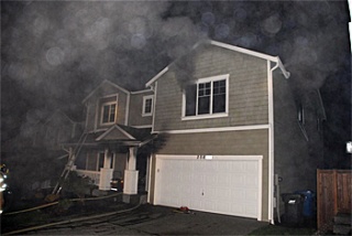 This two-story home in Covington was severely damaged by fire