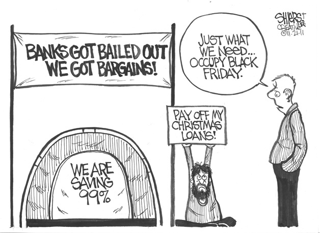 Frank Shiers Black Friday editorial cartoon.