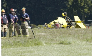A husband and wife from Maple Valley were taken to Good Samaritan Hospital Saturday following the crash of their gyrocopter near a private airfield in rural Buckley