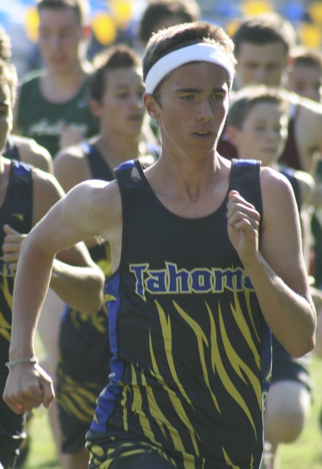 A Tahoma runner during the cross country meet Wednesday against Kentlake and Auburn.