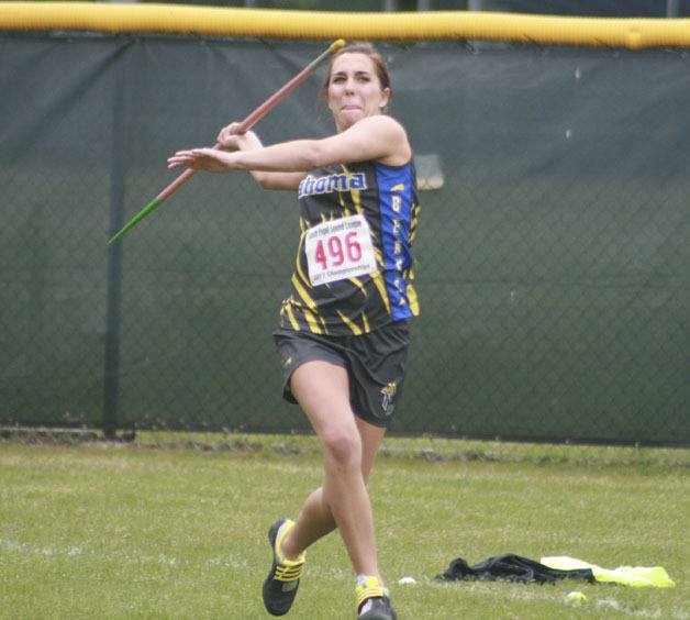 A Tahoma girl prepares to throw the javelin at the South Puget Sound Sub-Districts meet on May 9.