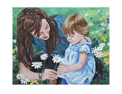 This painting is one of many featured in Vicki Lewis’  “Motherhood” exhibition which kicks off this week at the Maple Valley Creative Arts Center.