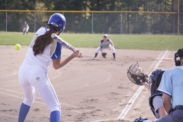 Tahoma senior Maddie Scott swings for a pitch during the April 8 game against Todd Beamer.