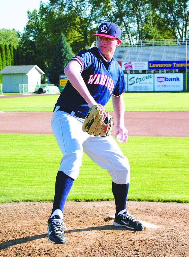 Kentlake grad Luke Goodgion winds up to hurl a two-seam fastball for Lewis-Clark State College in a game in the spring.