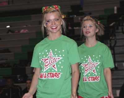 Paris Johansen and Kelsie Gumond from the South Elite All Stars performed at the cheer event Saturday at Kentwood.