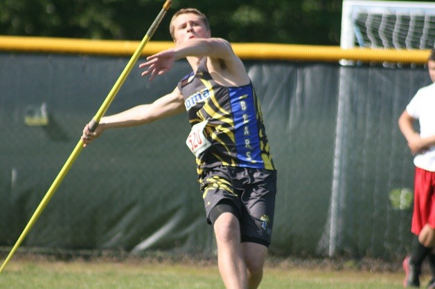 A Tahoma athlete prepares to throw the javelin at the second day of the South Puget Sound Sub-District track and field meet on May 11.
