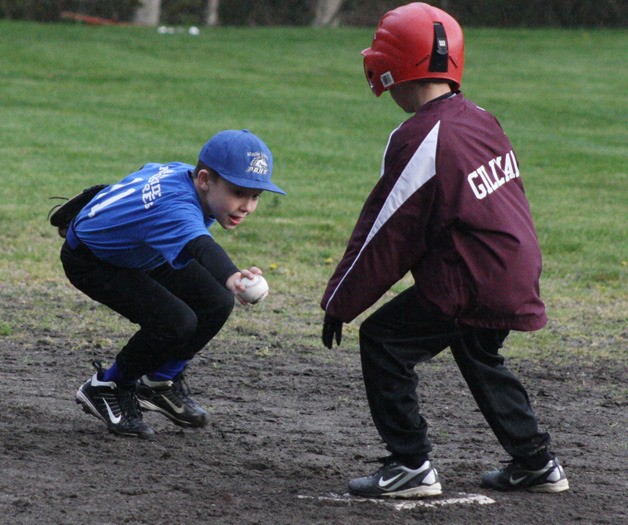 The runner was safe as second in Pony League action at Tahoma Middle School May 5.