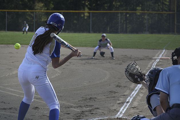 Senior Maddie Scott swings for a pitch Wednesday in the Bears' match up against Todd Beamer.