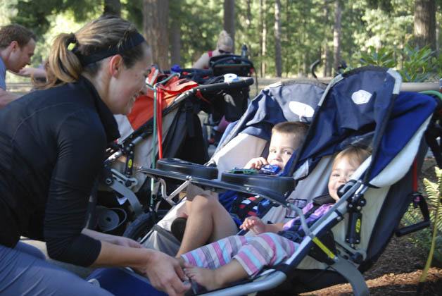 Stroller Strides member Natalie Stumpges and her two children