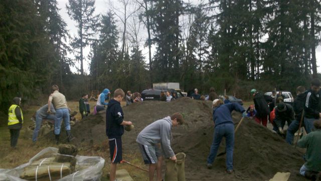 Boys scouts and community members filled sandbags Jan. 17 and 18.