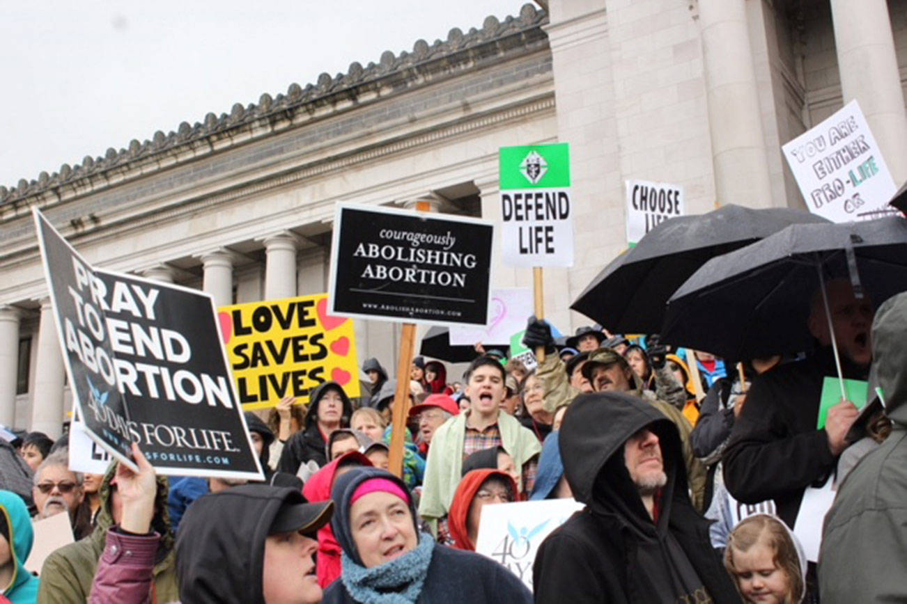Hundreds of people turned out for the annual March for Life on Monday, Jan. 22. Most were opposed to bills heard that same day concerning abortion and contraceptive measures. Photos by Taylor McAvoy, WNPA Olympia News Bureau