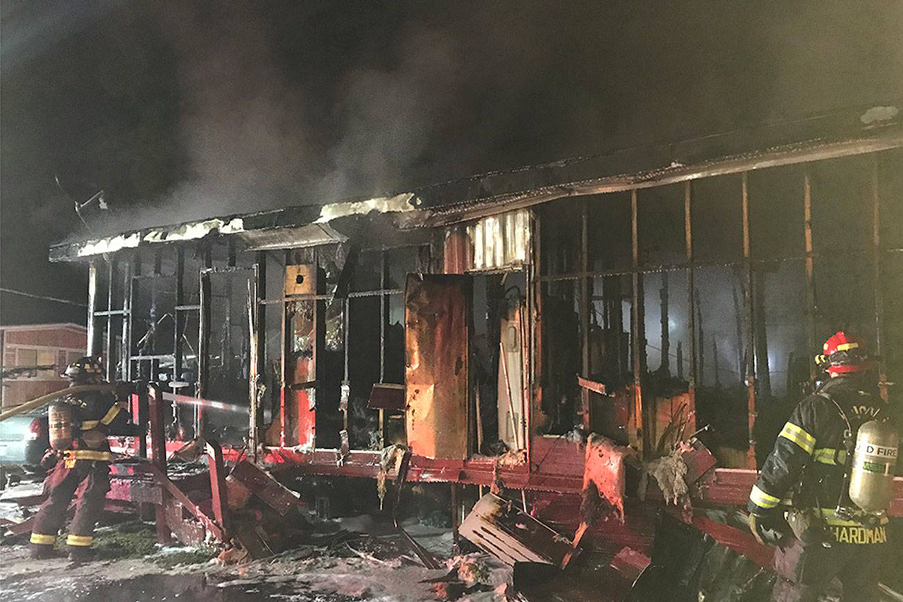 Mobile home fire in Kent