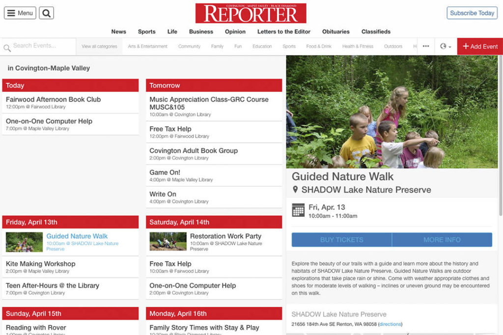 How to add your event to our calendar CovingtonMaple Valley Reporter