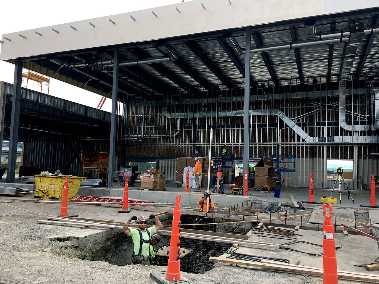 The passenger terminal at Paine Field in Everett is taking shape. (Janice Podsada / The Herald) PHOTO TAKEN 20180517