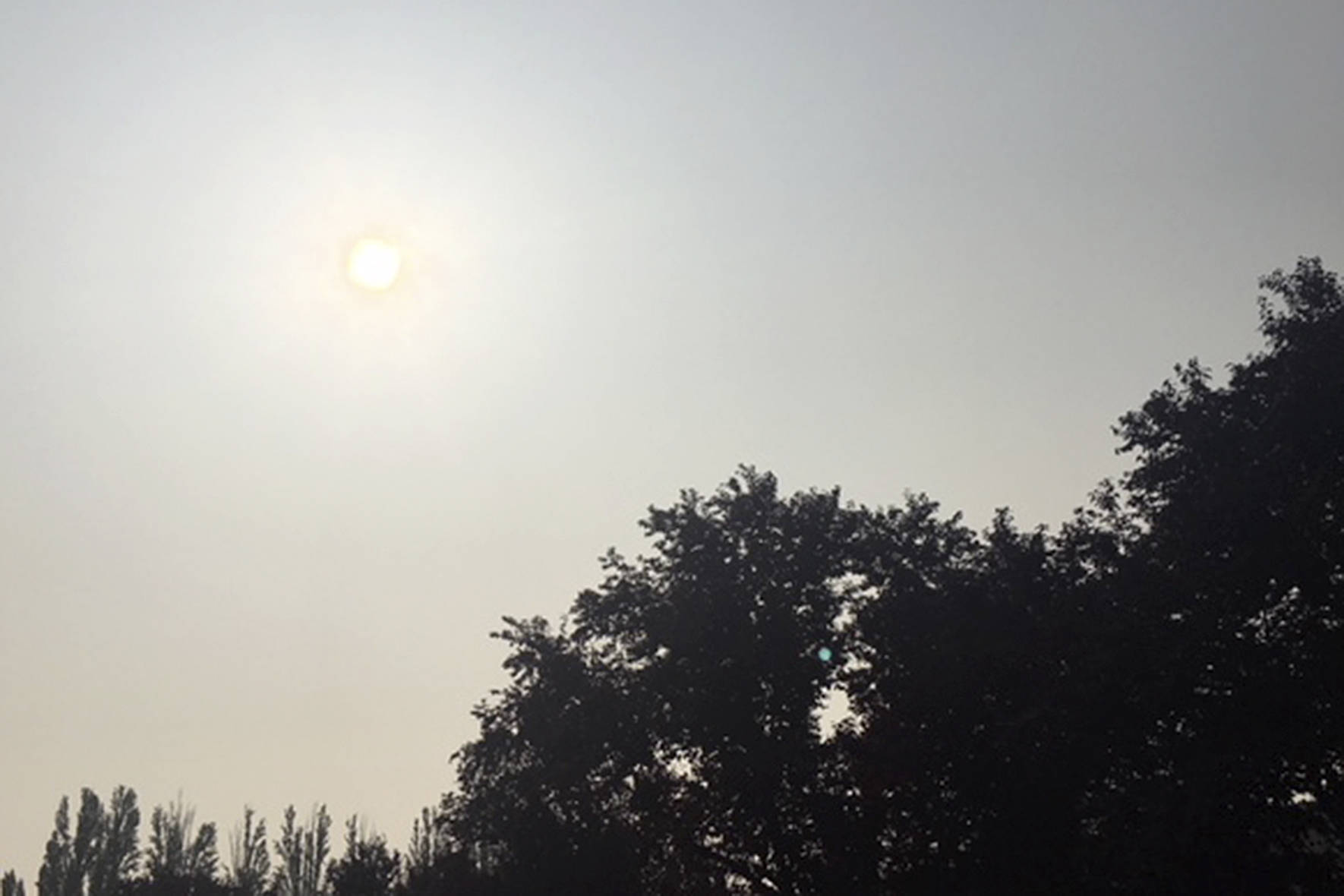 Wildfire smoke fills the sky Aug. 15 while temperatures remain in the high 80s to low 90s. Photo by Sarah Brenden.