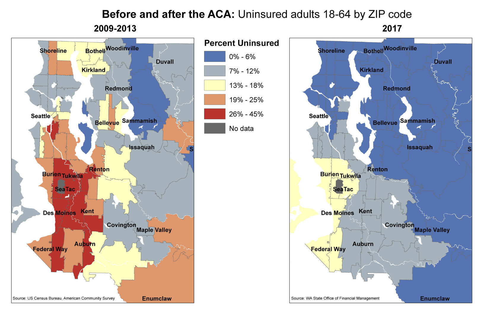 The number of uninsured people in King County has decreased dramatically since 2010, the year the Affordable Care Act was passed. Image courtesy King County