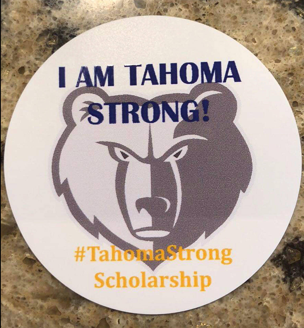 Submitted photo from Amy DeVore                                Photo of the sticker that will be passed around to students to spread the word about the Tahoma Strong Scholarship.