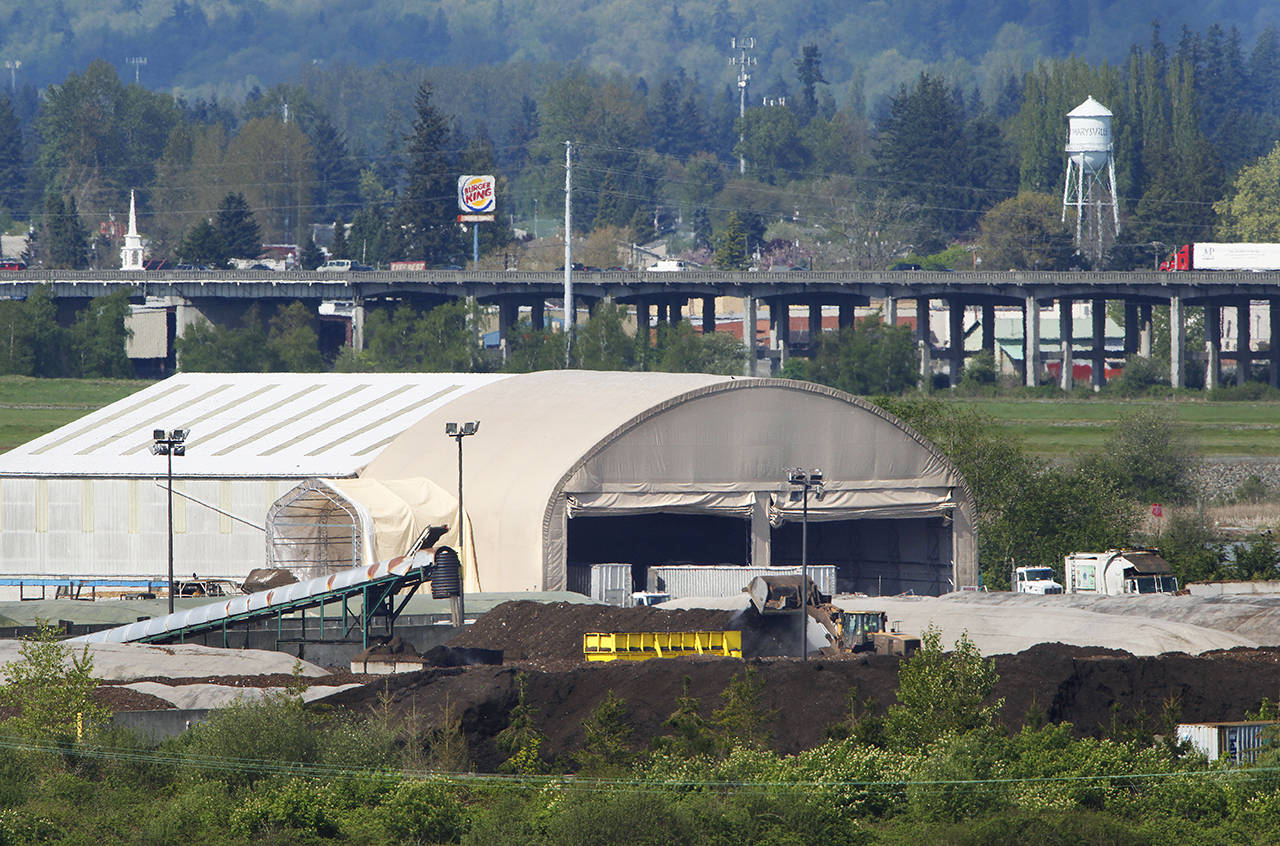 Cedar Grove Composting as seen from north Everett, looking toward Marysville, on May 2, 2012. (Mark Mulligan / Herald file)