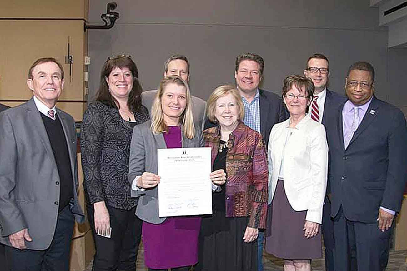 King County Council with Sarah Reyneveld, chair of the King County Women’s Advisory Board. Photo courtesy of King County