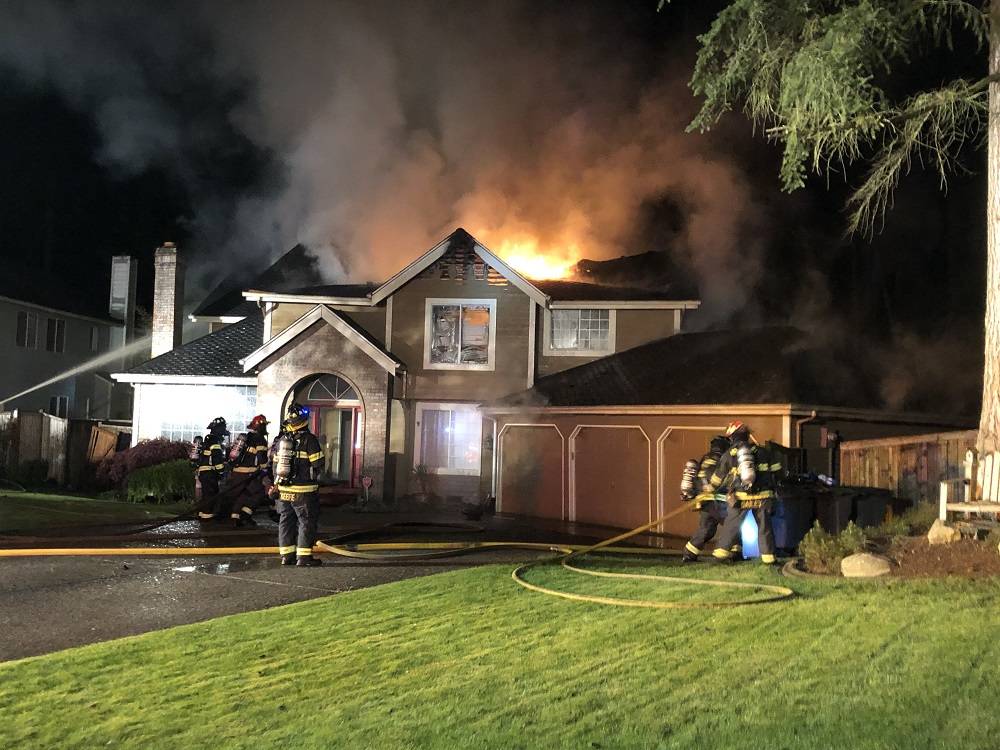 A fire severely damaged a home May 4 in the 25300 block of 236th Court Southeast in Maple Valley. Photo courtesy of Puget Sound Regional Fire Authority.