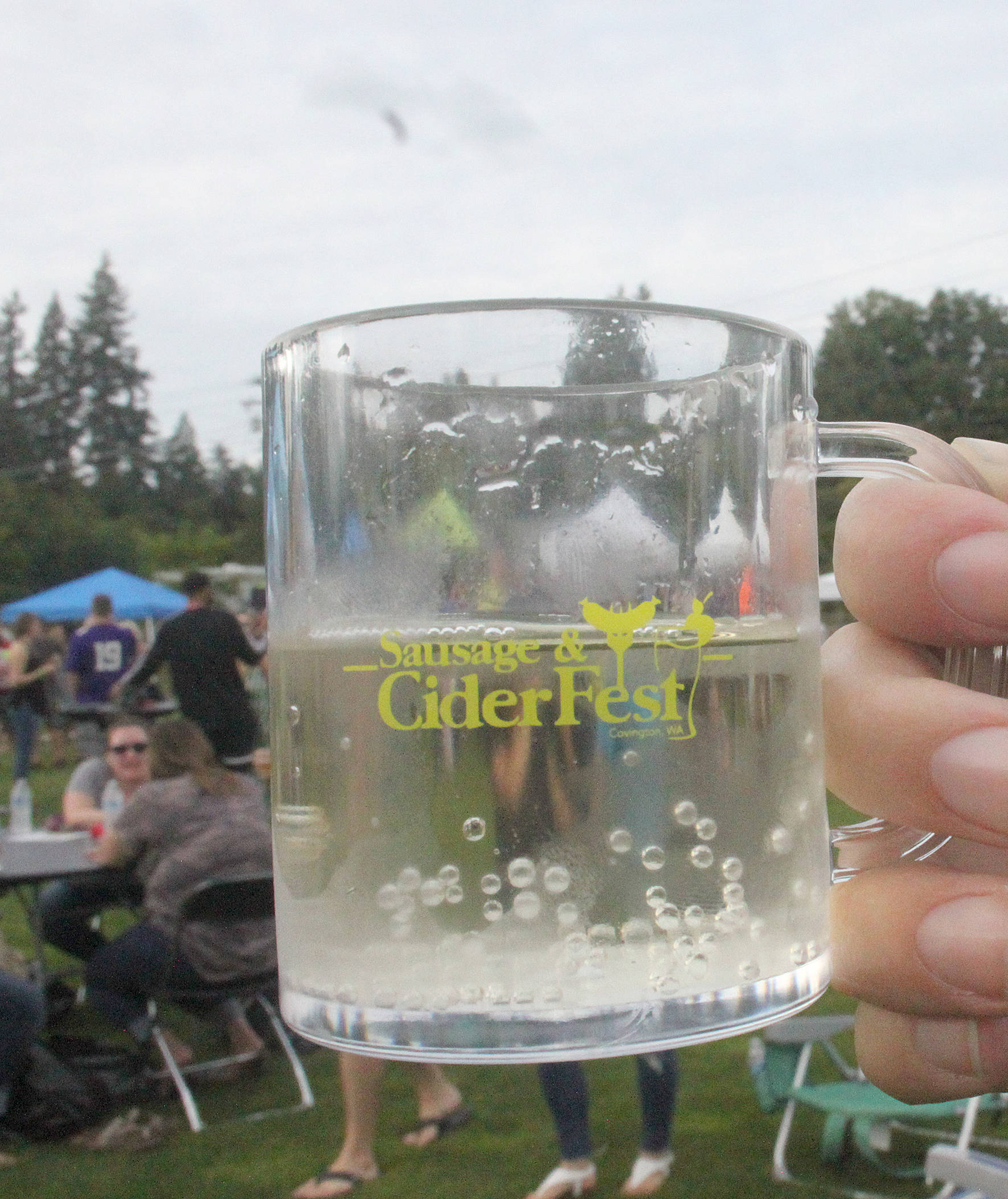 Plastic, 4 ounce mugs were given to attendants to sample multiple local ciders at the 2019 Sausage and Cider Fest.