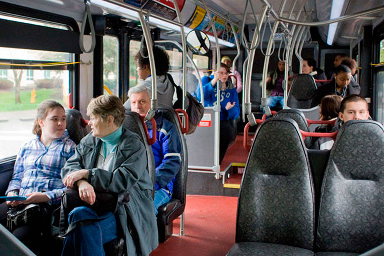 Passengers on a King County Metro bus. File photo