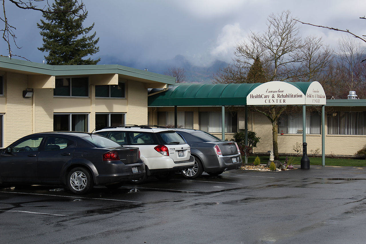 A dozen COVID-19 cases have been reported at the Enumclaw Health and Rehabilitation Center, which is located by St. Elizabeth hospital, a senior living community, and a nursing home. Photo by Ray Miller-Still