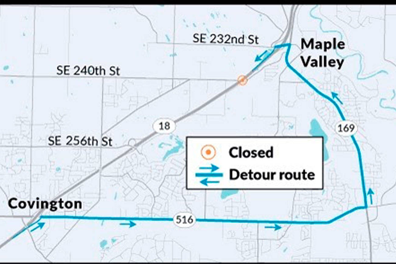 Portion of eastbound SR 18 near Maple Valley to close for paving May 30-31