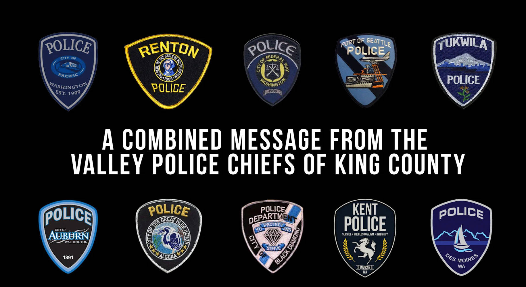 Valley police chiefs of King County release unified message in response to death of George Floyd