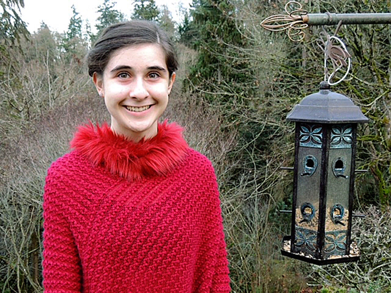 Federal Way resident Natalie Wilson, 15, serves as the publicity chair of the Rainier Audubon Society. For bird watching, there are three bird feeders and a bird bath in her backyard. Photo courtesy of Lorraine Wilson