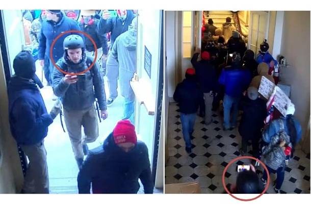 Surveillance footage appears to show Tyler Slaeker and other people entering the U.S. Capitol Building on Jan. 6, 2021, according to U.S District Court documents. Courtesy photo