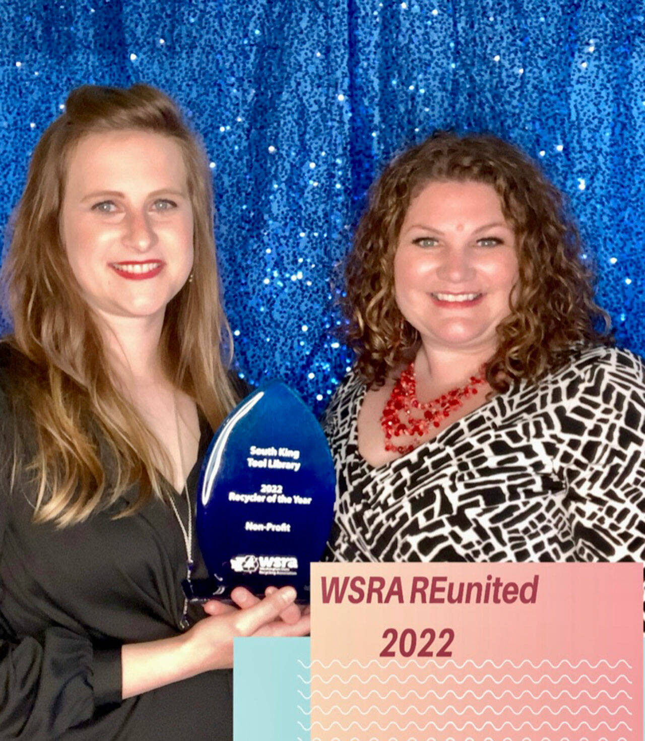Courtesy photo
Executive Director Amanda Miller, left, and Founder Jeanette Jurgensen accepting their award from the Washington State Recycling Association on May 17.