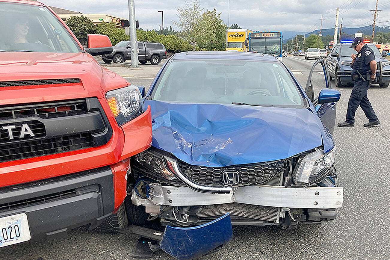 A suspected drunk driver allegedly collided with several vehicles Saturday afternoon on U.S. 2 near Chain Lake Road in Monroe. (Monroe Police Department)