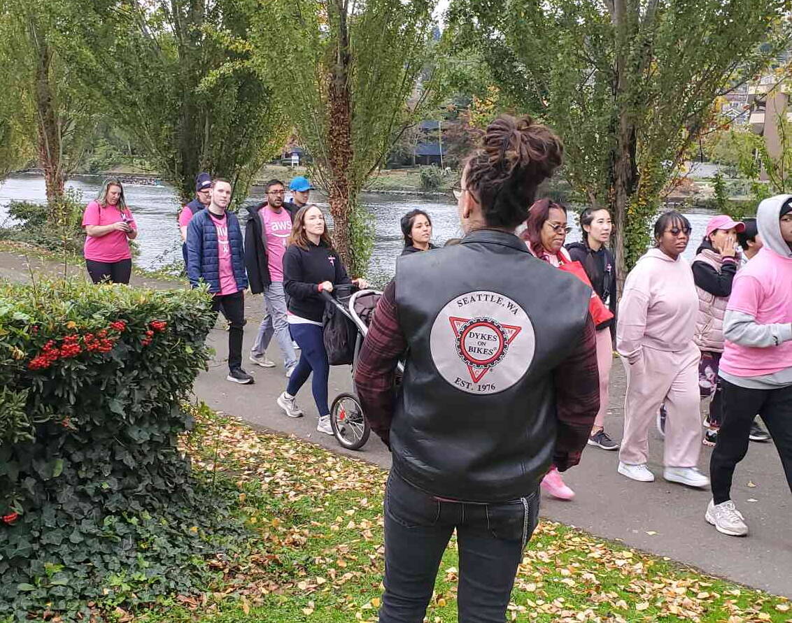 A patched member at the 2023 Making Strides of Seattle breast cancer walk. Courtesy photo.