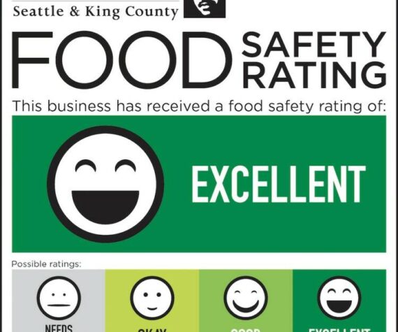 All permitted food businesses in King County, from restaurants to food trucks, should have a food safety rating sign from Public Health displayed for customers. Photo courtesy of Public Health - Seattle & King County