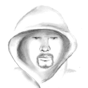 A sketch of one of the suspects from the trail stabbing in Maple Valley. He was last seen wearing a dark hoodie and camouflage cargo shorts.