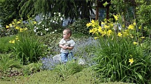 A child plays in an organic