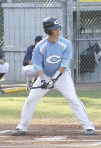 Jordan Johansen at bat during the Mickey Mantle state tournament. The tournament went from July 15-19. Photo courtesy of  Christine Johansen