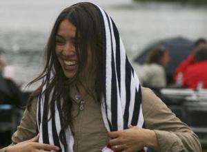 Linsey Watanabe danced to the music of the band Turn Back Time at Lake Wilderness Park Sunday during the Fourth of July celebration.