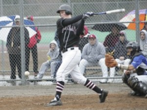 Kentlake’s Miles Nagel  gets ahead of a breaking ball for a strike. The Falcons have heated up recently winning four straight games before Wednesday’s match up.