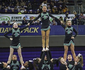 The Kentwood Black cheerleading team finished first in the 4A/3A/2A non-tumbling coed competition at the state championships over the weekend.