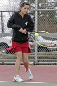 Kentlake’s Kara Ikeda adjusted how she plays due to an issue with her shoulder.