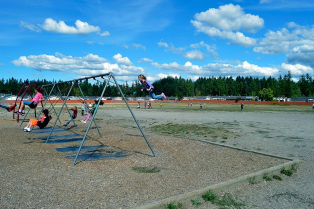 A plan to build a new Lake Wilderness Elementary would construct the school on the current playfield.