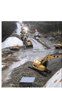 Heavy machinery has dug a gaping chunk out of the roadway as part of a seven-month